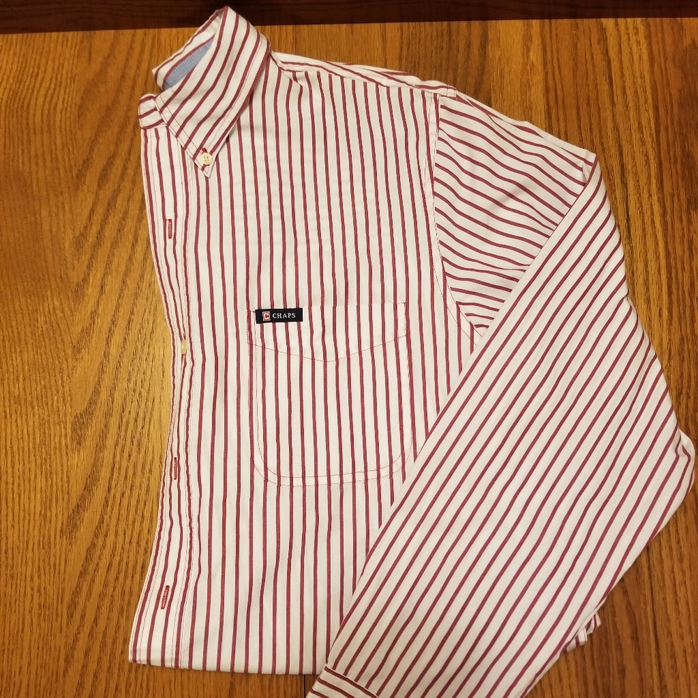 Chaps Long Sleeve Striped Button Down Size L Euc - image 1